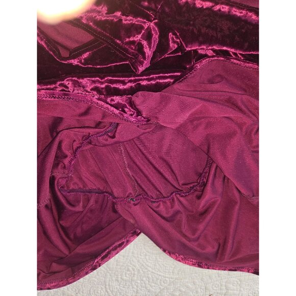 Velvet Burgundy Womens Romper With Cross Front & Cap Sleeves*XL*Sissy*NWOT - Picture 7 of 8